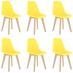 Krzesła stołowe, 6 szt., żółte, plastik