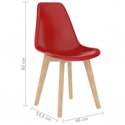 Krzesła stołowe, 2 szt., czerwone, plastik