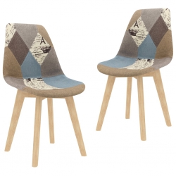 Krzesła stołowe, 2 szt., patchwork, szare, tkanina