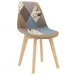 Krzesła stołowe, 2 szt., patchwork, szare, tkanina
