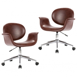 Obrotowe krzesła stołowe, 2 szt., brązowe, sztuczna skóra