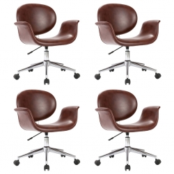 Obrotowe krzesła stołowe, 4 szt., brązowe, sztuczna skóra