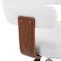Krzesła obrotowe, 4 szt., białe, gięte drewno i sztuczna skóra