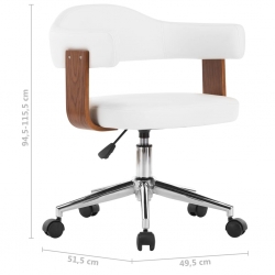 Krzesła obrotowe, 4 szt., białe, gięte drewno i sztuczna skóra