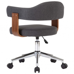 Obrotowe krzesła stołowe, 6 szt., szare, gięte drewno i tkanina