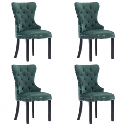 Krzesła stołowe, 4 szt., ciemnozielone, aksamitne