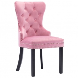 Krzesła stołowe, 6 szt., różowe, aksamitne
