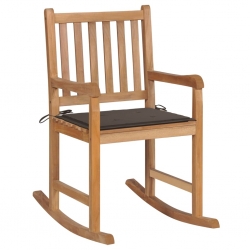 Fotel bujany z poduszką w kolorze taupe, lite drewno tekowe