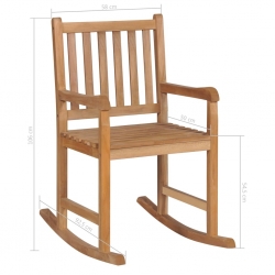 Fotel bujany z beżową poduszką, lite drewno tekowe