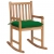 Fotel bujany z zieloną poduszką, lite drewno tekowe