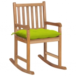 Fotel bujany z jasnozieloną poduszką, lite drewno tekowe