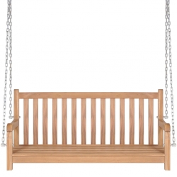 Huśtawka ogrodowa z szarą poduszką, 120 cm, lite drewno tekowe