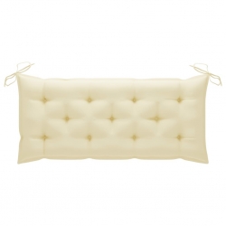 Huśtawka ogrodowa z kremową poduszką, 170 cm, drewno tekowe