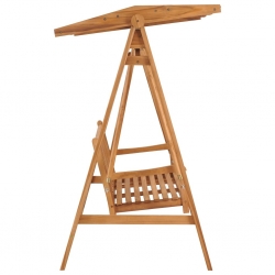 Huśtawka ogrodowa z beżową poduszką, 170 cm, drewno tekowe