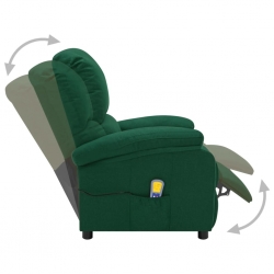 Elektryczny, rozkładany fotel masujący, ciemnozielony, tkanina