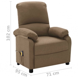 Elektryczny, rozkładany fotel masujący, kolor taupe, tkanina