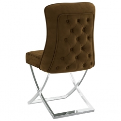 Krzesła stołowe, 6 szt., brązowe, 53x52x98 cm, aksamitne