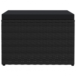 Podnóżek ogrodowy z poduszką, czarny, rattan PE