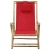 Fotel rozkładany, czerwony, bambus i tkanina