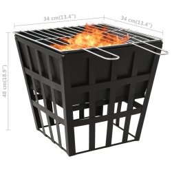 Palenisko i grill 2-w-1, 34 x 34 x 48 cm, stal