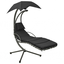 Ogrodowa huśtawka, czarno-szara, 190x90x200 cm, tkanina