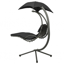 Ogrodowa huśtawka, czarno-szara, 190x90x200 cm, tkanina