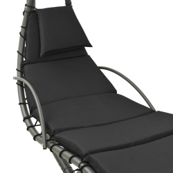 Ogrodowa huśtawka, czarno-szara, 190x90x200 cm, tkanina