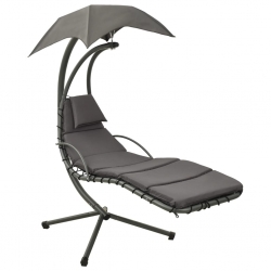 Ogrodowa huśtawka, szara, 190x90x200 cm, tkanina