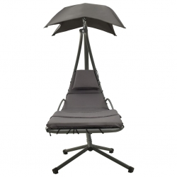 Ogrodowa huśtawka, szara, 190x90x200 cm, tkanina