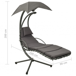 Ogrodowa huśtawka, szara, 190x90x200 cm, tkanina