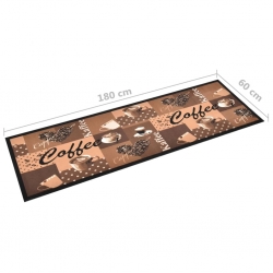 Kuchenny dywanik podłogowy Coffee, brązowy, 60x180 cm