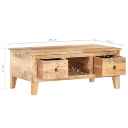 Stolik kawowy, 100x55x40 cm, surowe drewno mango