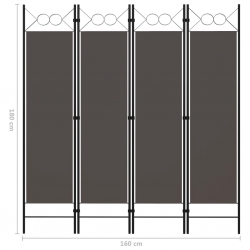 Parawan 4-panelowy, antracytowy, 160 x 180 cm