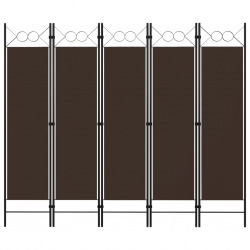 Parawan 5-panelowy, brązowy, 200 x 180 cm