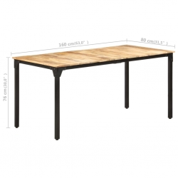 Stół jadalniany, 160 x 80 x 76 cm, surowe drewno mango