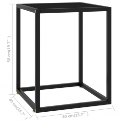 Stolik kawowy, szkło w kolorze czarnym, 40x40x50 cm
