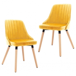 Krzesła stołowe, 2 szt., żółte, aksamitne