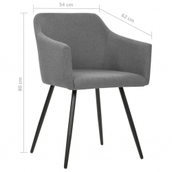 Krzesła stołowe, 2 szt., jasnoszare, tapicerowane tkaniną