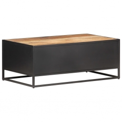 Stolik kawowy, 90x50x35 cm, drewno mango i naturalna trzcina