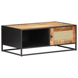 Stolik kawowy, 90x50x35 cm, drewno mango i naturalna trzcina