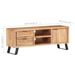Szafka pod TV, 120x30x42 cm, drewno akacjowe, naturalna krawędź