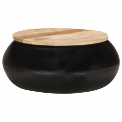Stolik kawowy, czarny, 68x68x30 cm, lite drewno mango