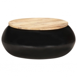 Stolik kawowy, czarny, 68x68x30 cm, lite drewno mango