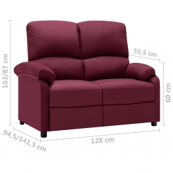 2-osobowa sofa rozkładana, fioletowa, tapicerowana tkaniną
