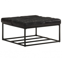 Puf, czarny, 80x80x43 cm, prawdziwa skóra