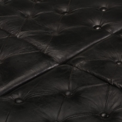 Puf, czarny, 80x80x43 cm, prawdziwa skóra