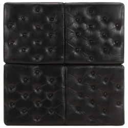 Puf, czarny, 80x80x43 cm, prawdziwa skóra