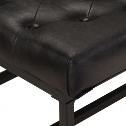 Puf, czarny, 80x80x43 cm, prawdziwa skóra