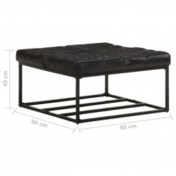 Puf, czarny, 80x80x43 cm, prawdziwa skóra