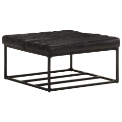 Puf, czarny, 80x80x43 cm, prawdziwa skóra